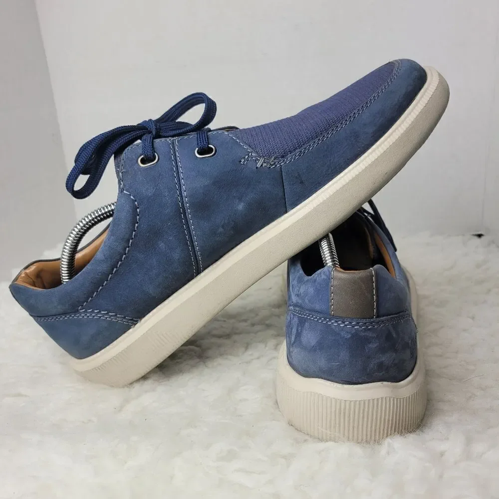 Clarks Cambro Men's Sneaker Size 11 Blue Leather Canvas Lace Up Shoes